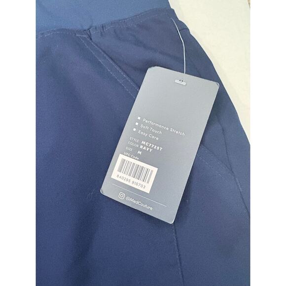 Med Couture Womens Touch Yoga Scrub Pants Navy Blue Size Medium TALL Nursing 33" - Picture 5 of 9